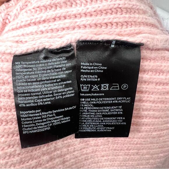 Y2K H&M women’s Pink Ribbed Knit Midi Skirt Sz M whimsical goth coquette soft - Picture 6 of 6